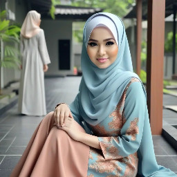 "Seorang wanita Indonesia cantik berusia 23 tahun mengenakan hijab elegan dan gamis (gaun panjang Islami) yang bagus, berdiri dan melakukan siaran langsung menjual pakaian gamis, menghadap kamera, ekspresi ceria dan profesional, memegang smartphone di atas tripod, latar belakang menunjukkan rak pajangan pakaian bergaya dengan koleksi gamis berwarna-warni, pengaturan butik modern, pencahayaan bagus, fotorealistik, kualitas tinggi, 4k"